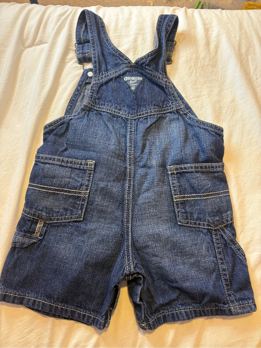 OshKosh B'gosh Dark Blue Denim Short Overalls with Adjustable Straps